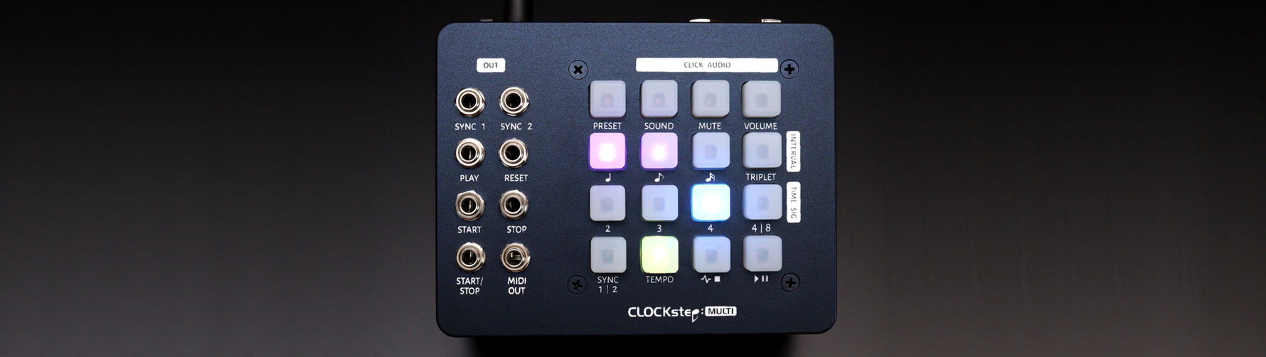 JMK CLOCKstep MIDI Clock, MIDI Sync, pedals, Metronome and Sync Boxes JMK Music Pedals
